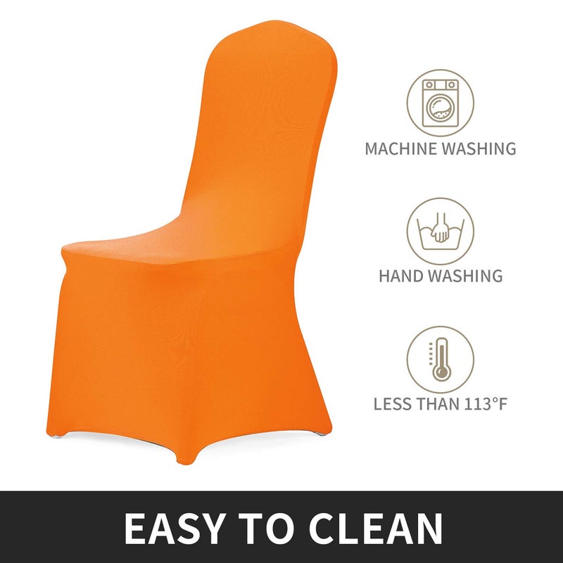 Peomeise Stretch Spandex Chair Cover for Wedding Party Dining Banquet Event (Orange, 25) - Image 3